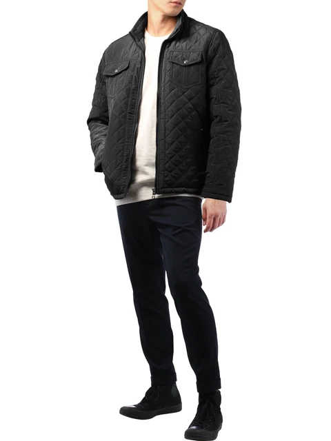 Mens Quilted Winter Jacket Padded Outdoor Diamond Puffer Coat Casual Business
