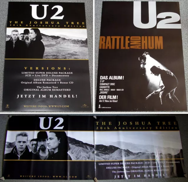 3 x Original Poster Plakat - U2: Rattle and Hum, The Joshua Tree + Riesenposter