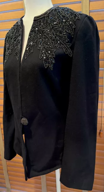 VTG LILLIE RUBIN Black Gold Beaded Sequin Floral Evening Jacket Size 10 ...