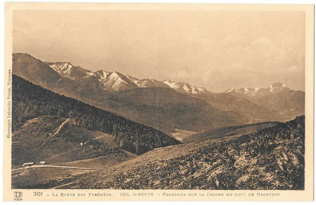 Le Col d'Aspin Bagnères de Bigorre 65 Route des Pyrénées CPA sepia uncirculated