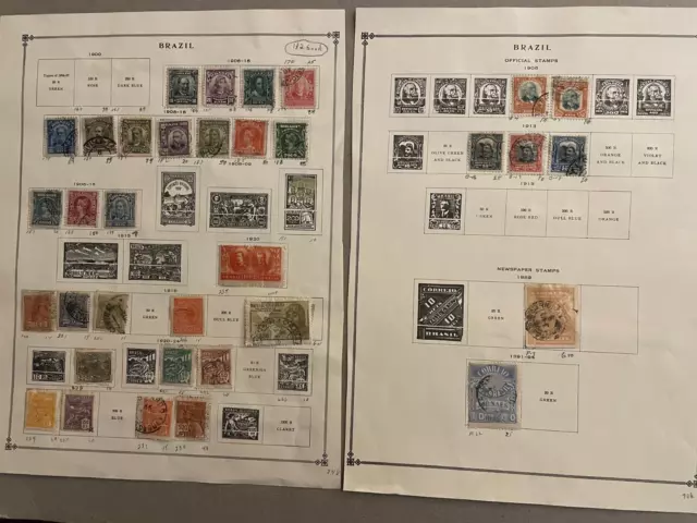 Brazil Group of 132 stamps mounted on album pages  1906 -1967