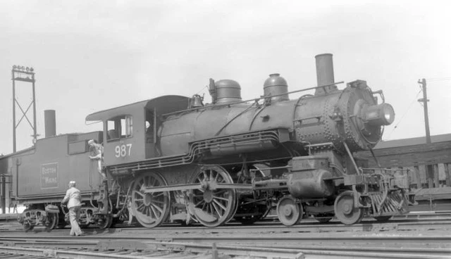 BM Boston & Maine Railroad locomotive, Engine No. 987, 4-4-0 OLD TRAIN PHOTO
