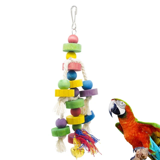 Bird Block Toy Bird Wood Toys Bird Cage Toys Parrot Toys Cotton Rope