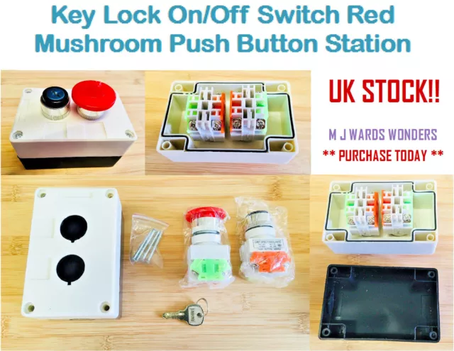 Key Lock On/Off Switch Red Mushroom Push Button Station