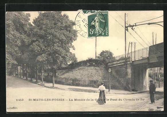 CPA Saint-Maur-les-Fosses, la Montee de la Gare et le Pont du Chemin de fer 190