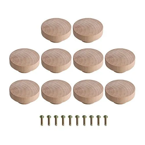 Home Accessory 50x25mm Wooden Hardware Round Pull Knobs for Cabinet Drawer
