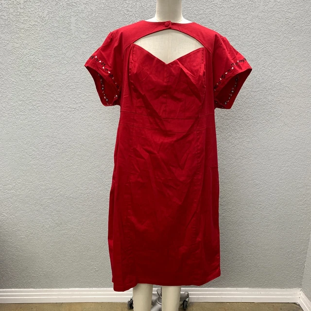 Torrid Betty Boop Cut Out Shift Dress Women's 26 Red Stretch Embroidered