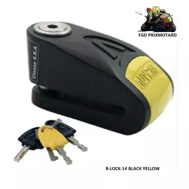 Antirrobo Bloque Disco Moto Alarma Clase Sra AUVRAY B-LOCK-14 Negro Yellow