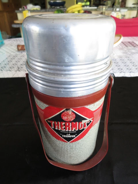 Thermos Invar Vintage Rouge - Années 1960/1970 - Fabriqué En France - Occasion