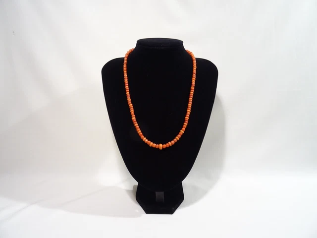 Collier Ancien En Corail Rouge Naturel – Pendentif Avec Fermoir En Or 18 Carats – Bijou Vintage