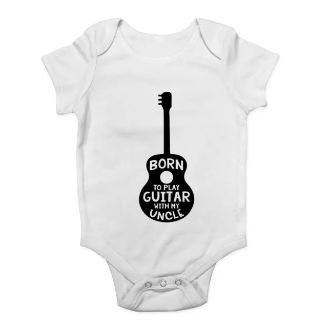 Born To Play Guitar With My  Uncle Baby Grow Vest Bodysuit Boys Girls