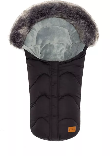 Winterfußsack Fillikid Lhotse Kinderwagen Fußsack 85 x 35 cm schwarz SEHR GUT