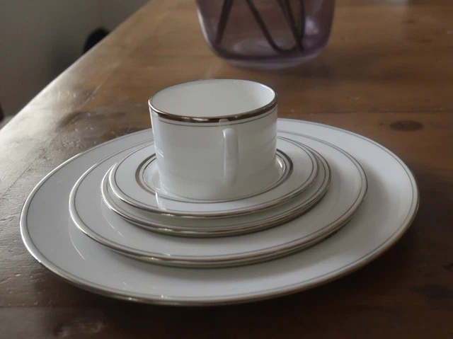 Barely Used LENOX Kate Spade Library Lane Platinum 5-Piece Place Setting