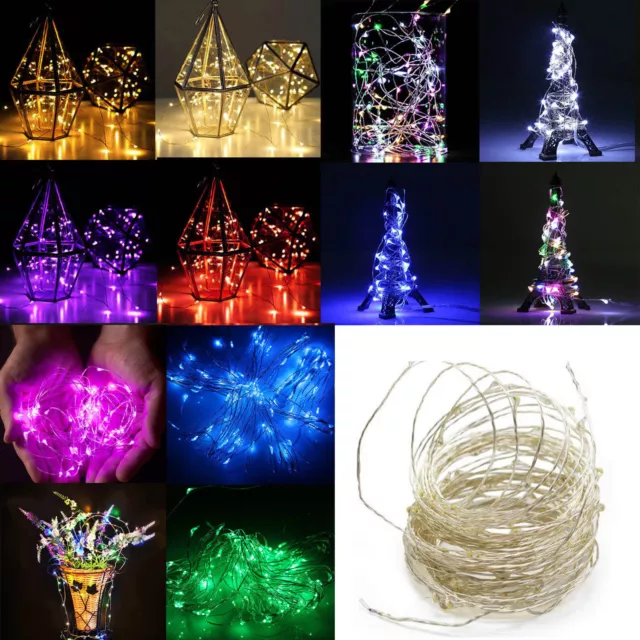 Guirnalda Luces LED Batería USB 12V Cobre Alambre Fairy Navidad Fiesta Decor Luz