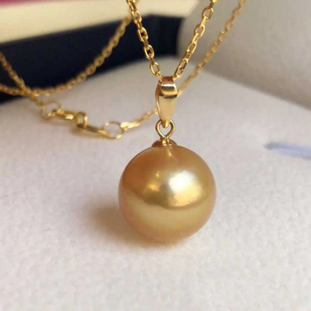 16MM Golden Shell Pearl Pendant Gold Necklace Women Easter Lucky Jewelry