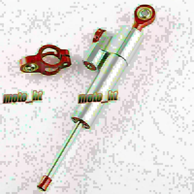 Ammortizzatore sterzo alluminio rosso 9,44" 24 cm barra stabilizzatrice per morsettiera moto
