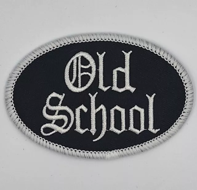 "Old School" Vest Harley Davidson Biker Patch Iron On Sew On Jacket