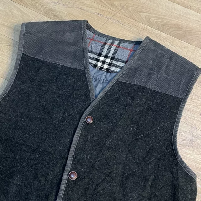 BURBERRY vest nova check waistcoat WOOL QUILTED diamond SWEATER MEN Gray SIZE M