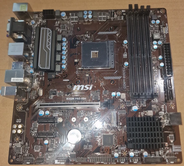 MSI B350M PRO-VDH Motherboard MS7A38 v2.0, AM4, 4 x DDR4, Micro ATX & I ...