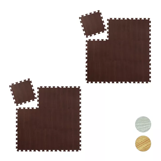 Tapis pour le sol 18 pièces tapis puzzle protection sport caoutchouc brun foncé
