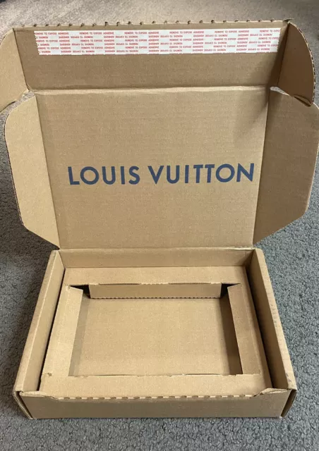 New Authentic Louis Vuitton Orange Magnetic Gift Box Card 9” 4” x 4” Blue  Ribbon