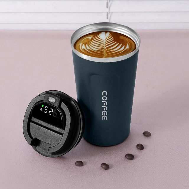 new Insulated Coffee Mug Cup Travel Thermal Stainless Steel Temperature Display 12