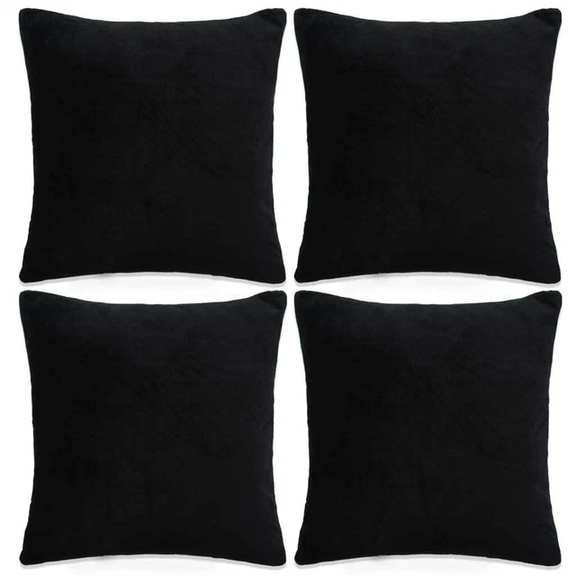 Cushion Covers 4 pcs Velour 40x40 cm Black