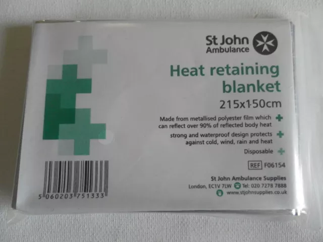 St John Ambulance Heat Retaining Emergency Foil Blanket Quantity 2