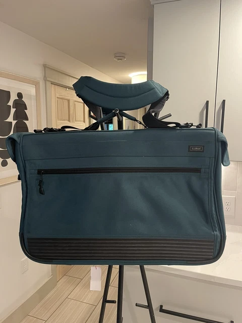 Vintage LL BEAN Traveler Garment Bag Green Canvas Clothes Luggage 21x15x6