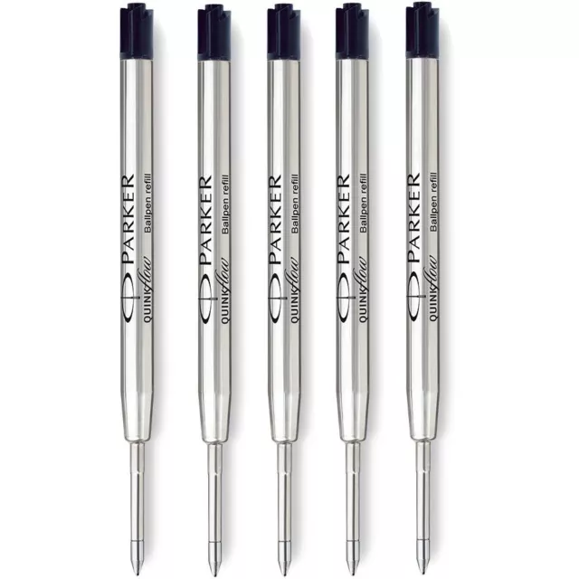 Genuine Parker Ball Pen Ballpoint Refill Quink Flow Medium X 5 Black