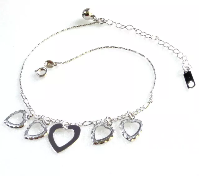 Women Dancer White Gold Plated Love Sweet Heart Bracelet Anklet Adjustable 29cm