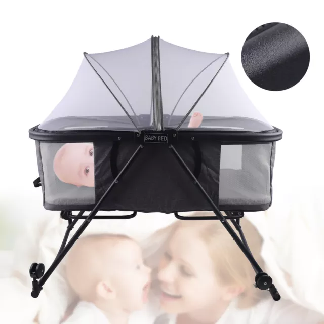 Portable Baby Bed Side Sleeper Infant Travel Bassinet Crib With Mosquito