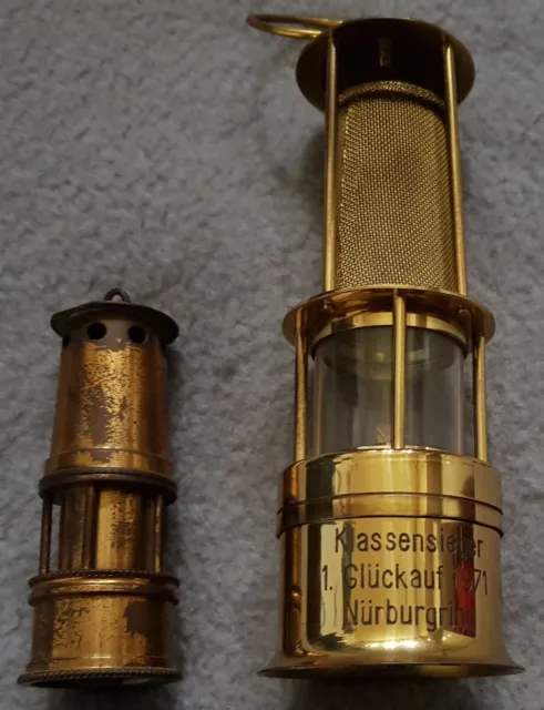 2 x Grubenlampe Feuerzeug + Pokal Nürburgring Klassensieger 1. Glück auf 1971