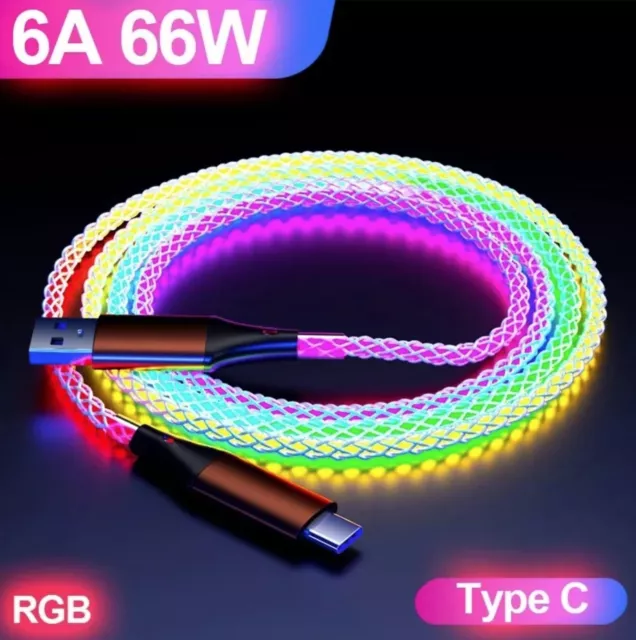 USB-C LED RGB Kabel PD Schnellladekabel⚡Typ-C Ladekabel für Samsung Xiaomi Handy