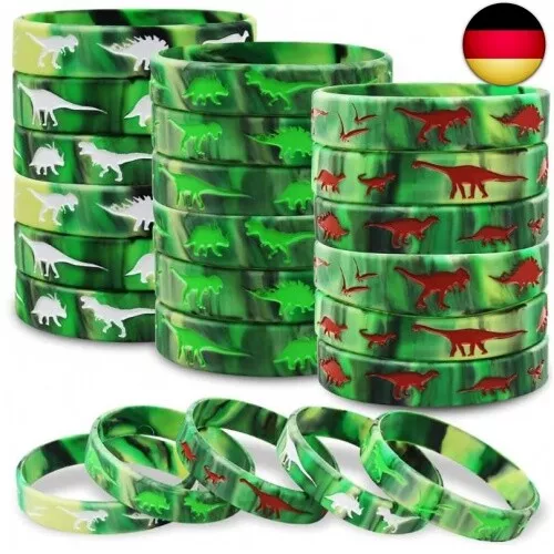 30 Stücke Dinosaurier Armbänder Kinder, Jurassic Armbänder Party Kinder Si