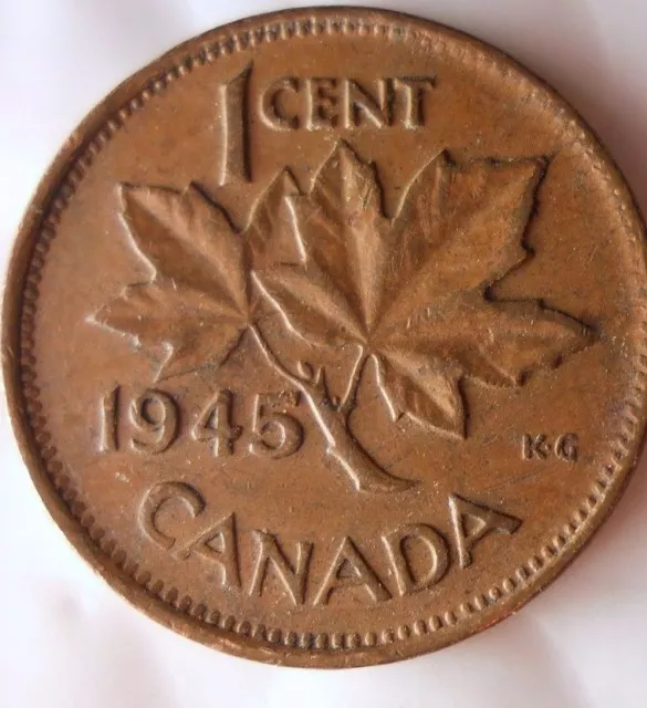 1945 Canadá Centavo - Excelente Colección Moneda Grande Canadá Bin