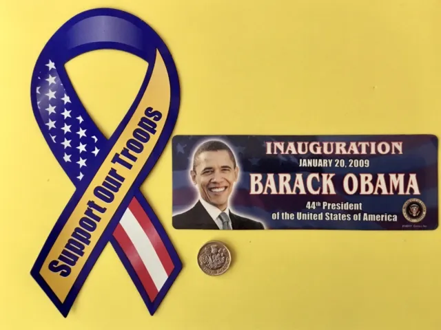🇺🇸 Barack Obama Inauguration Magnet 🇺🇸 & Support Our Troops Magnet 🇺🇸
