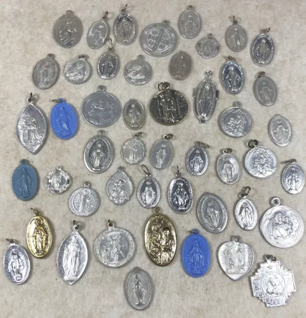 Lot Of 42 Catholic Religious Holy Relics Pendants Charms Mostly Plastic Mix