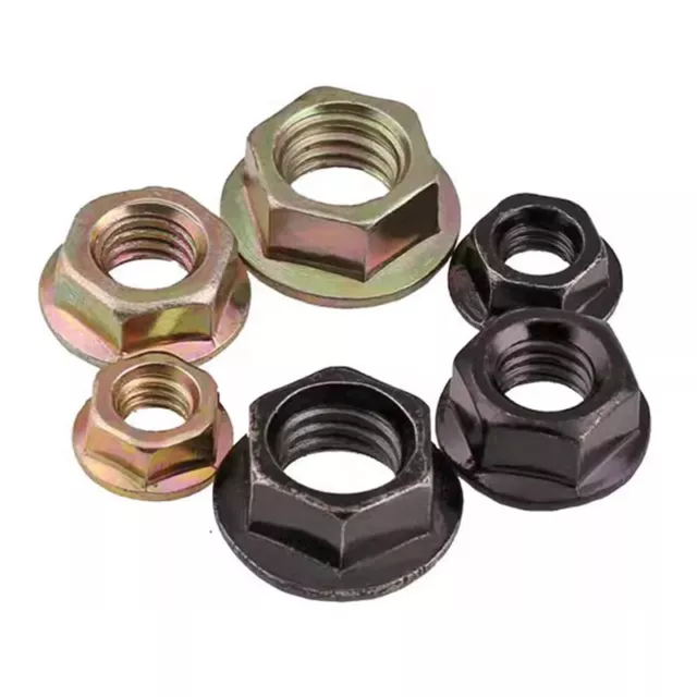 Flanged Nuts Serrated Hexagonal M2-M16 Nickel Plated Colour zinc Screw Cap