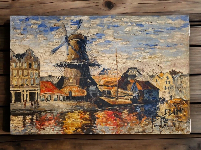 TABLEAU HUILE TOILE d'artiste Claude Monet signé estampillé main ...