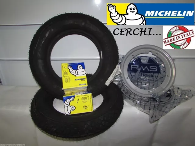 Kit Copertoni Gomme 3 50 10 Michelin S83 +Camere+Cerchi Vespa Ita Px 125 150 200