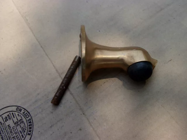 Vtg Glynn Johnson Security Door Stop Catch Stopper Bumper Latching Rubber Brass