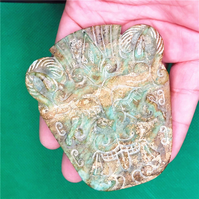 Chinese Natural jade old tiger head token Amulet Collection