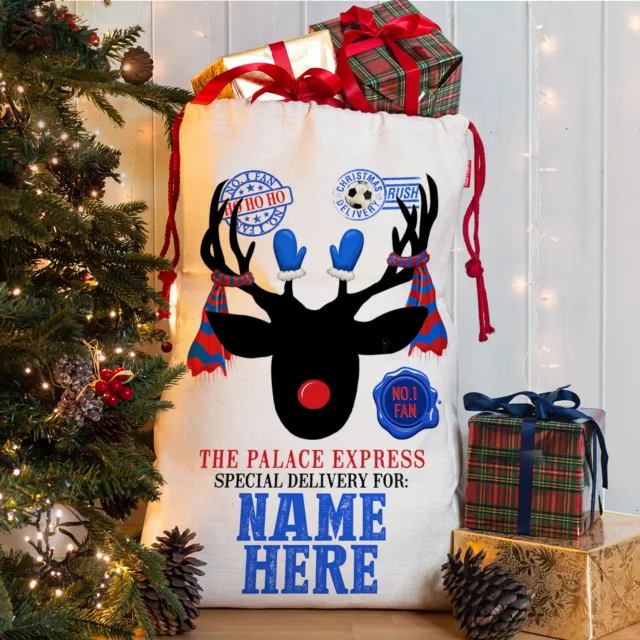 Personalised Football Christmas Sack Santa Large Reindeer Drawstring Xmas Bag