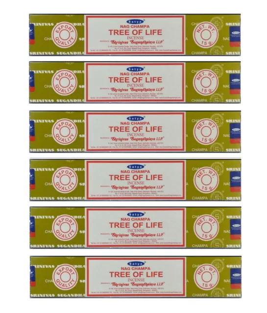 6 Packs Original Satya Tree of Life Incense Sticks Joss - Genuine Nag Champa