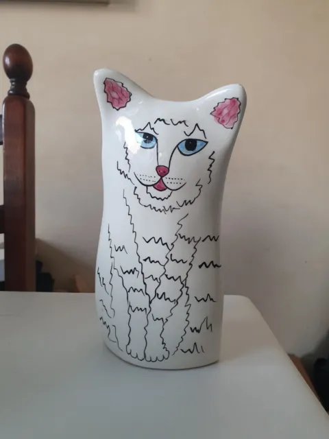 Nina Lyman Vase Cats By Nina Vase Quirky Cat Vase Whute Cat Vase Nina Cat Vase