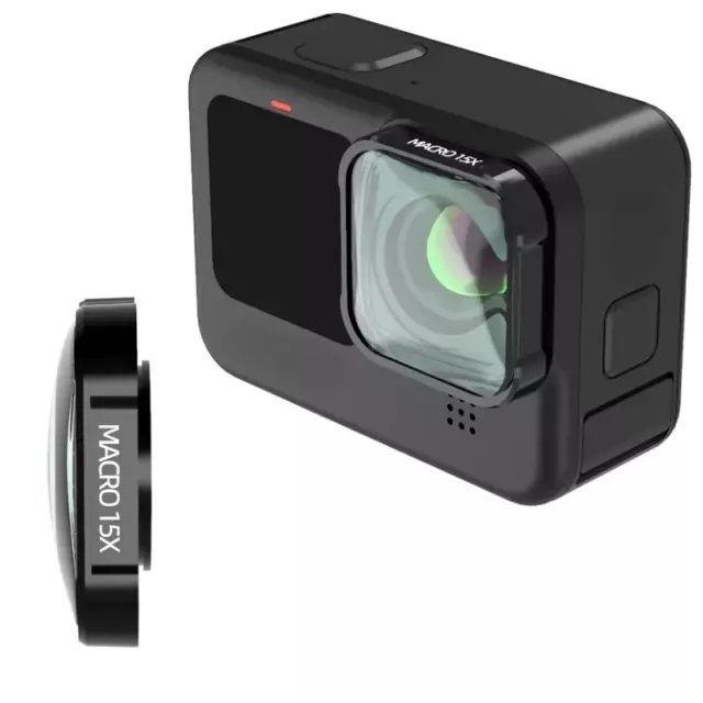 15X Macro Close Up Camera Lens for Gopro Hero 9 11 Black Optical Glass Vlog Lens
