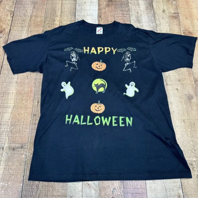 Vintage halloween 90's Glow In The Dark  T-Shirt Sz XL Single-Stitch Black