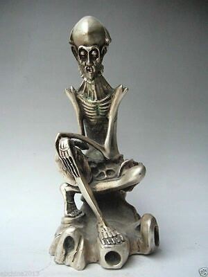 Chinese collection Tibet Silver hand-carved  Figure statue
