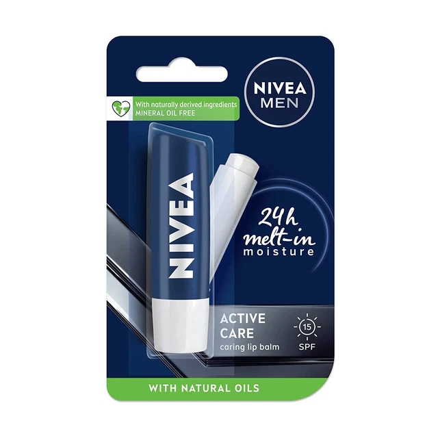 Bálsamo labial cuidado profesional NIVEA para hombre cuidado activo (paquete de: 1, 4,8 g).